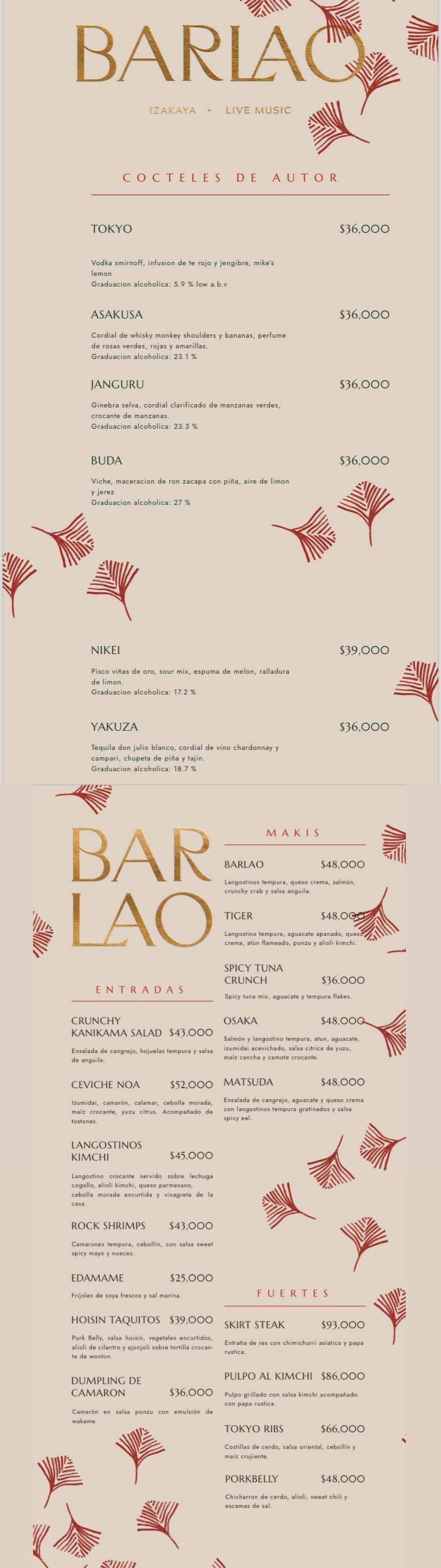 Carta Bar Barlao