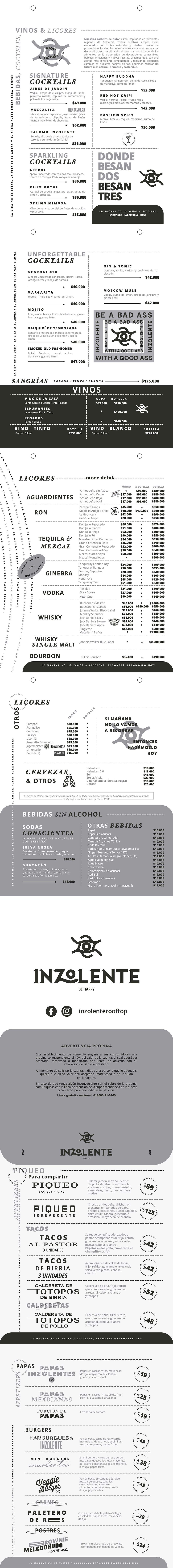 Carta Bar Inzolente Rooftop