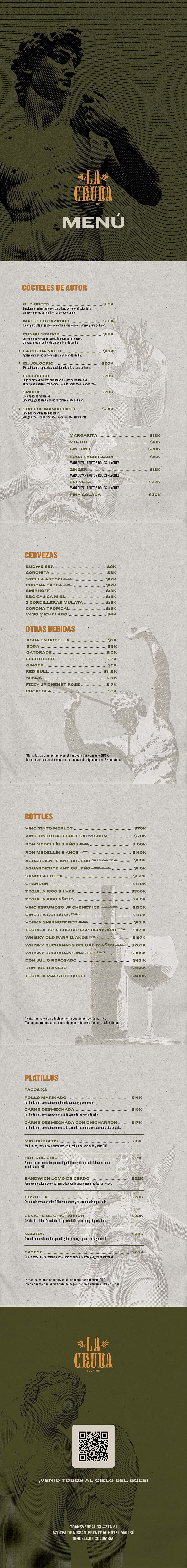 Carta Bar La Cruda Rooftop