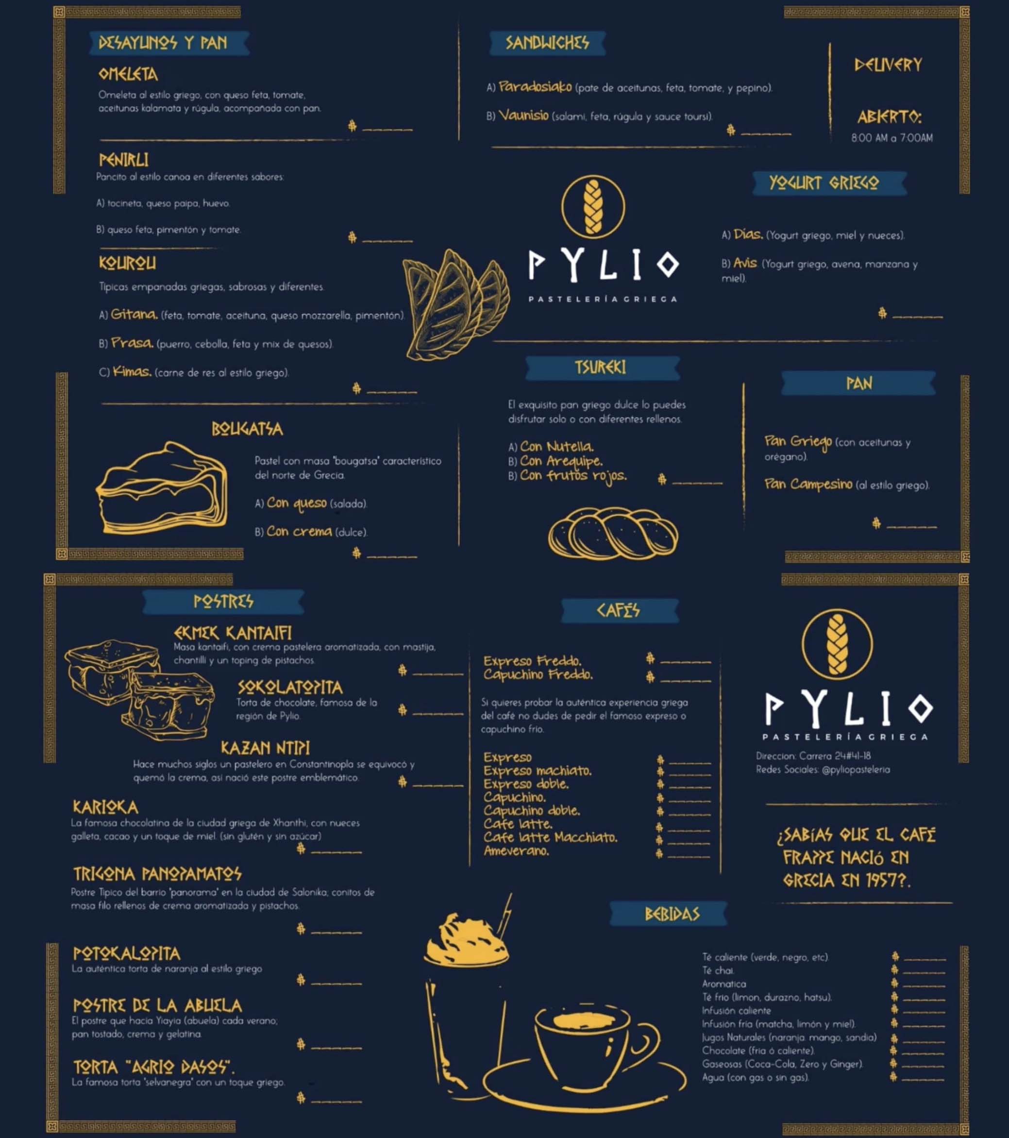 Carta Repostería Pylio