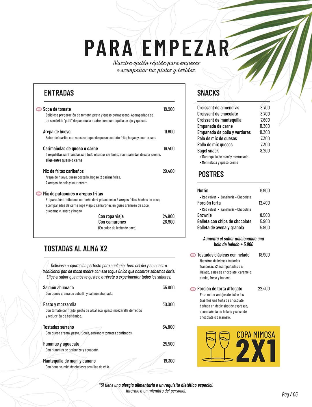 Carta Restaurante Al Alma