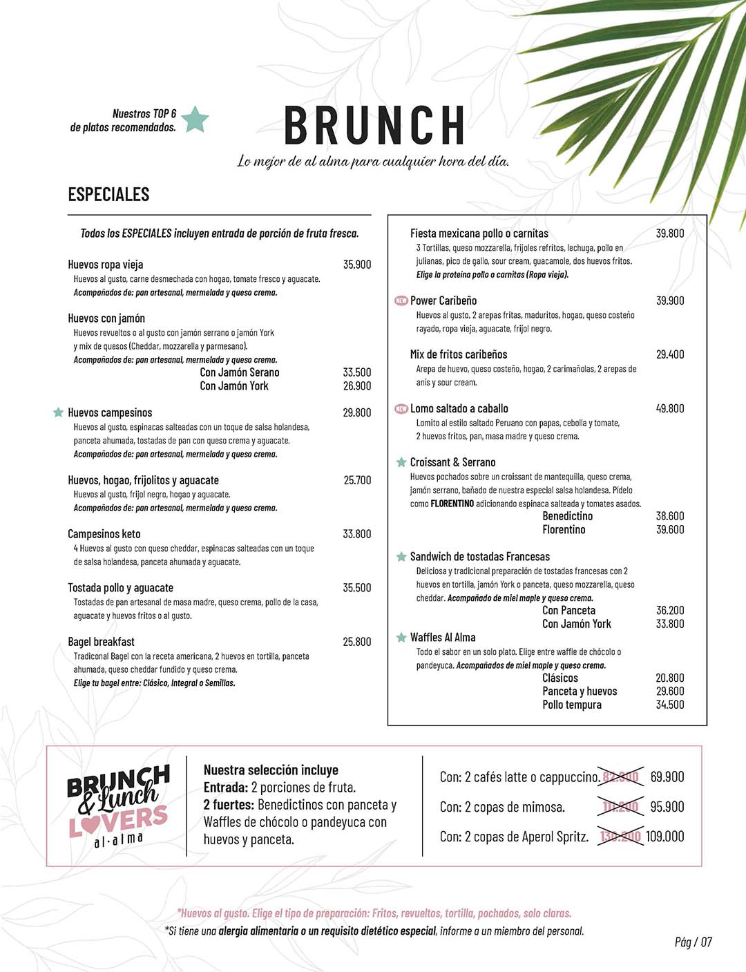 Carta Restaurante Al Alma