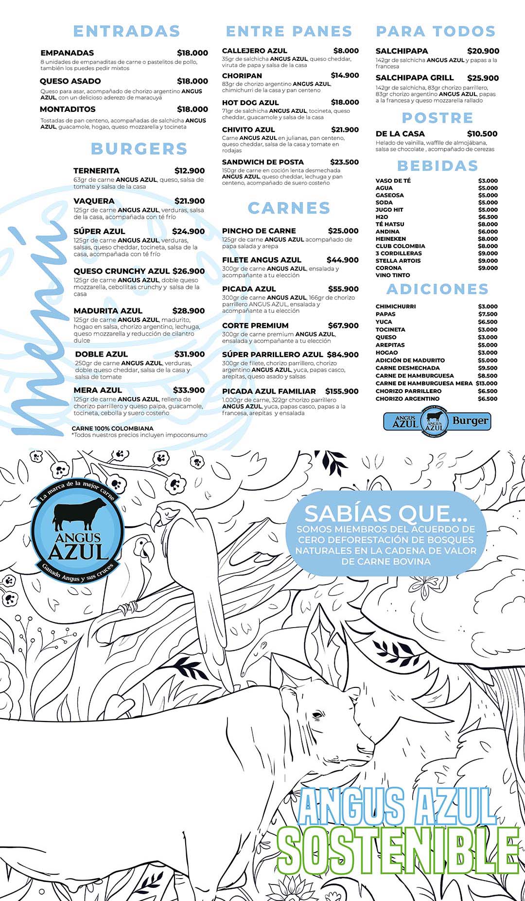 Carta Restaurante Angus Azul Burger