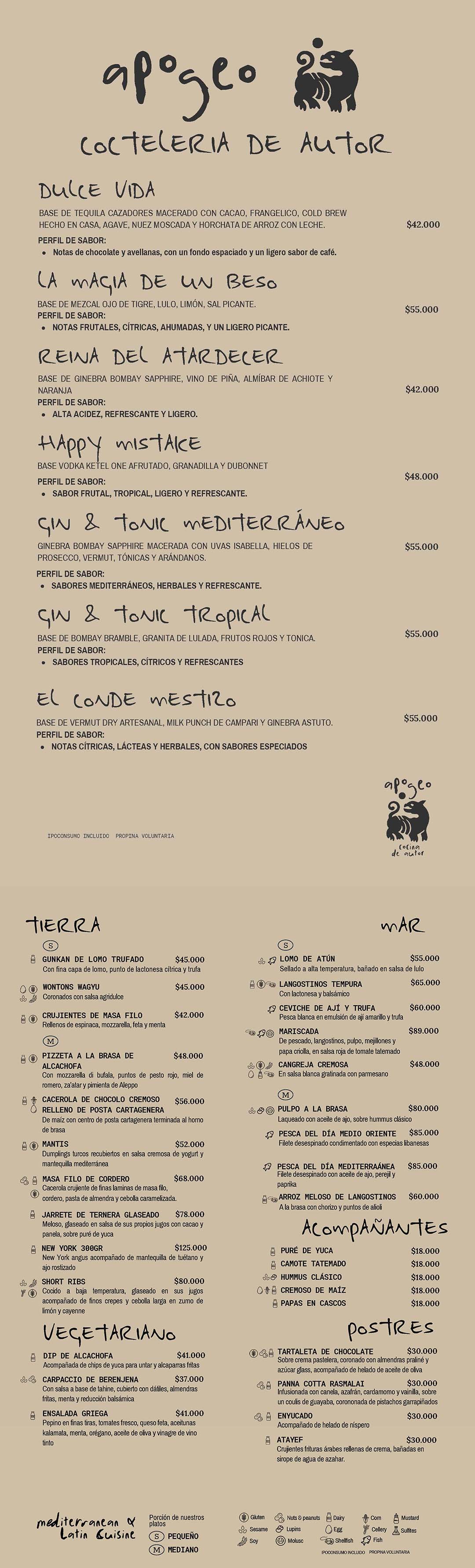 Carta Restaurante Apogeo