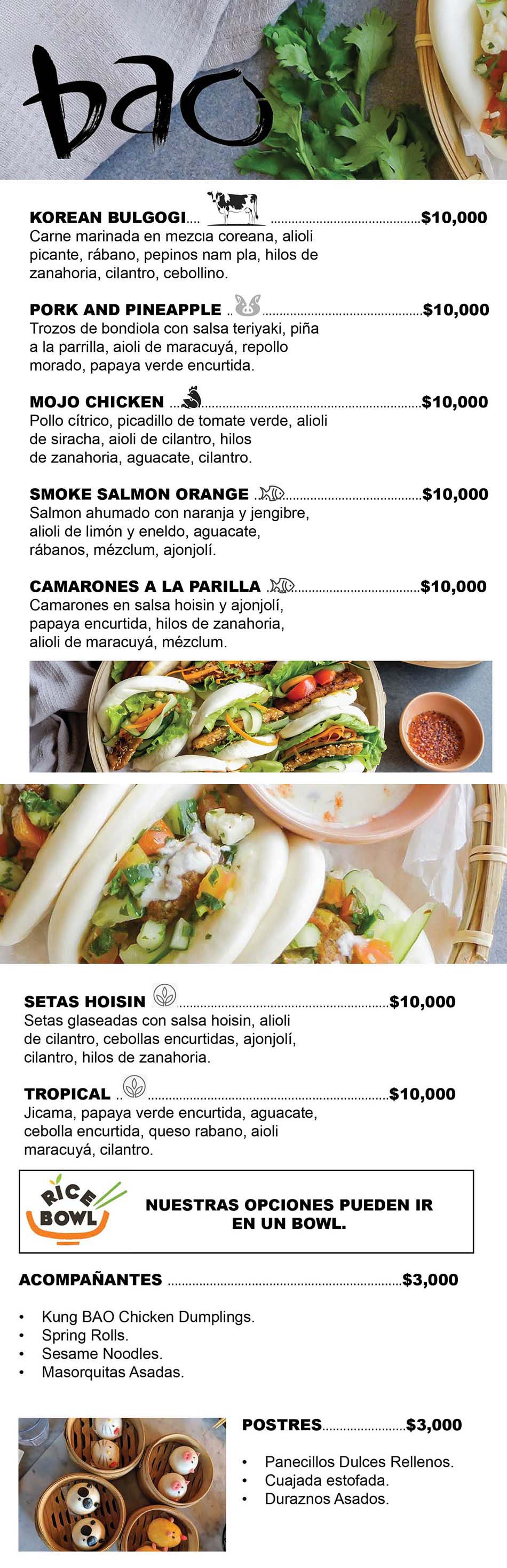 Carta Restaurante Bao Taco