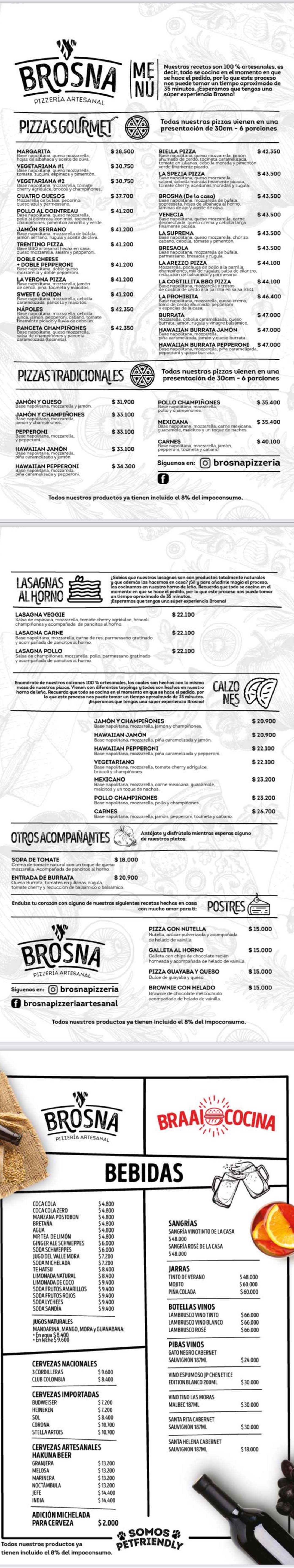 Carta Restaurante BROSNA