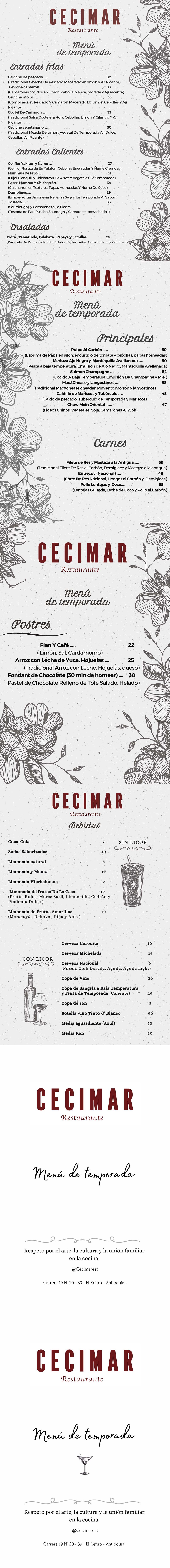 Carta Restaurante CeciMar
