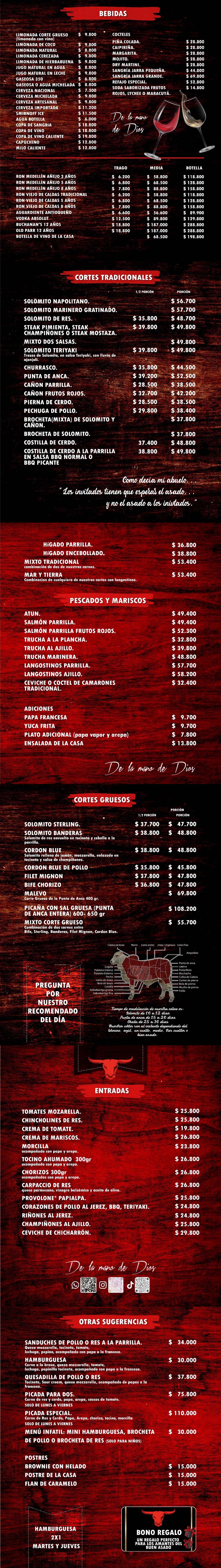 Carta Restaurante Corte Grueso Parrilla
