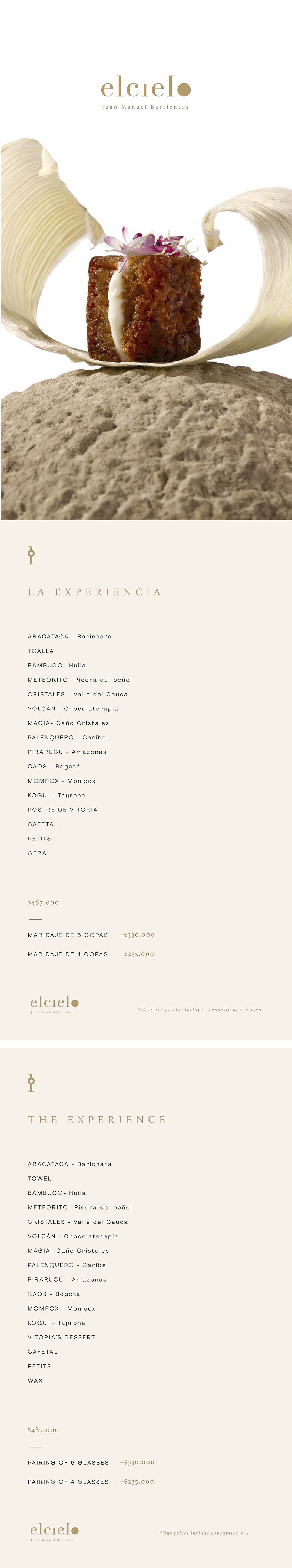 Carta Restaurante elcielo