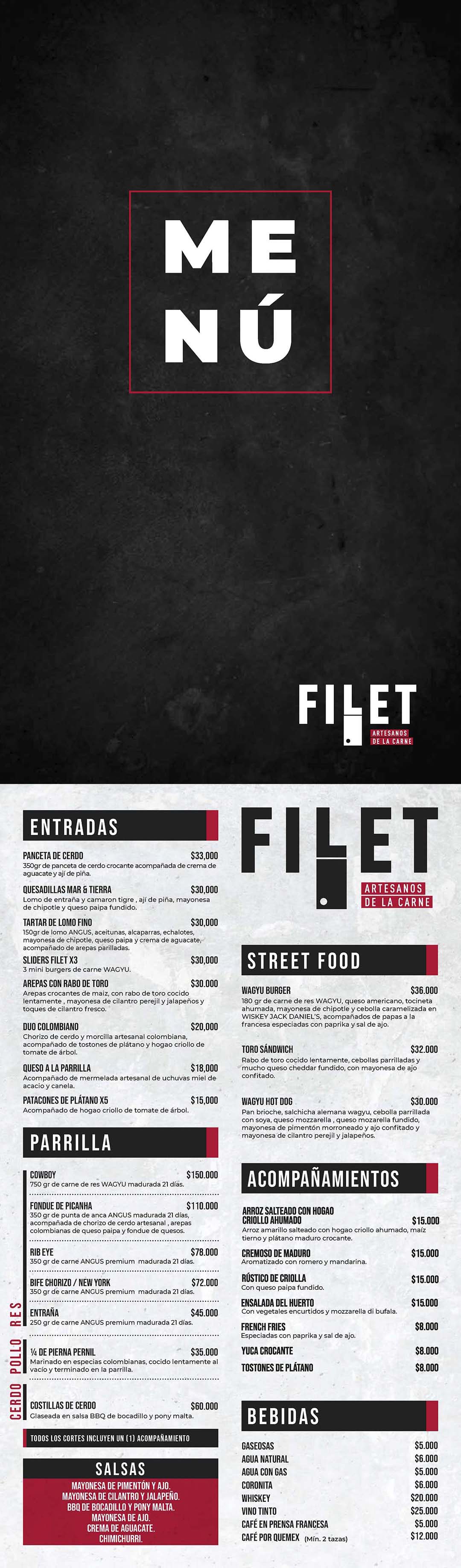 Carta Restaurante Filet