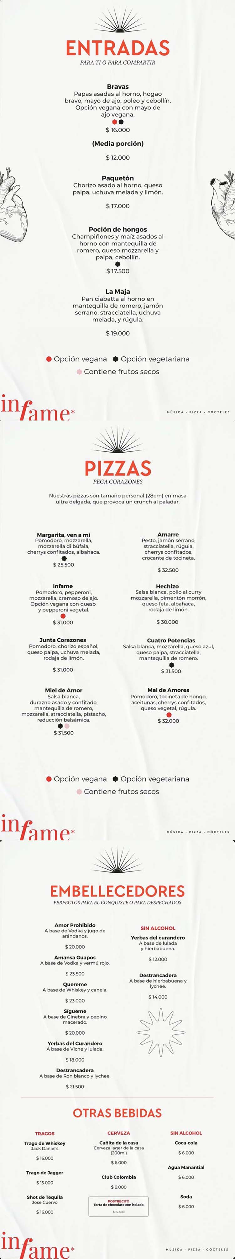 Carta Restaurante Infame