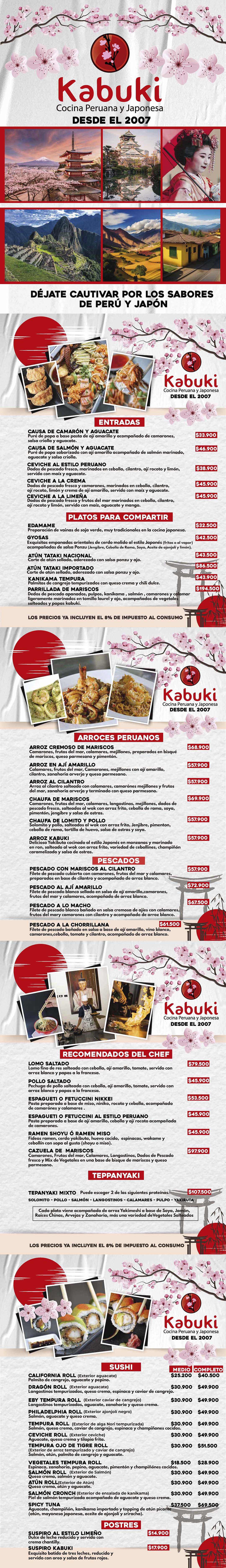 Carta Restaurante Kabuki
