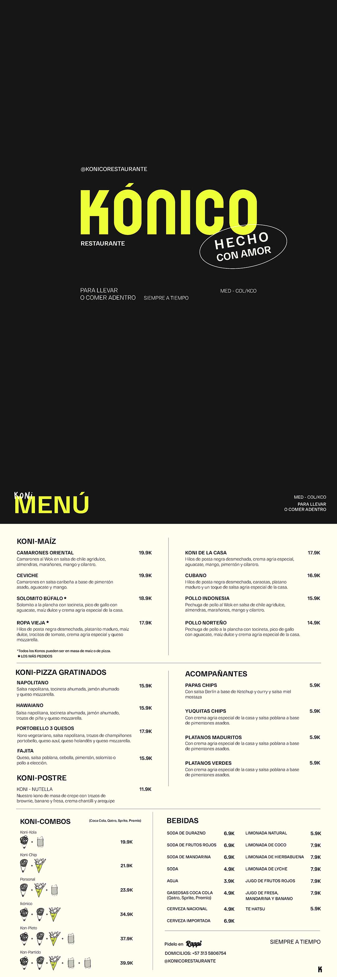 Carta Restaurante Kónico. Cono express