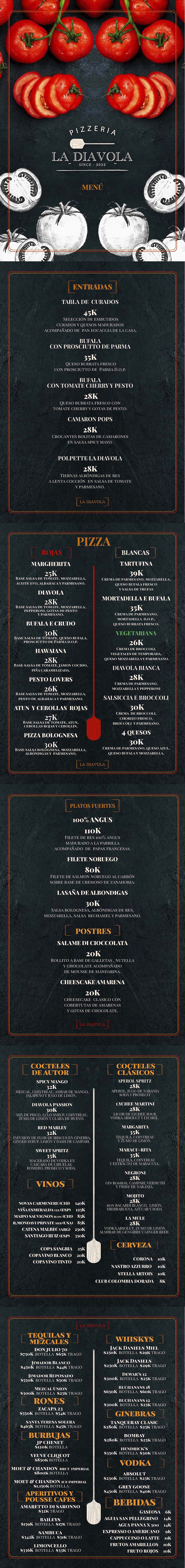 Carta Restaurante La Diavola