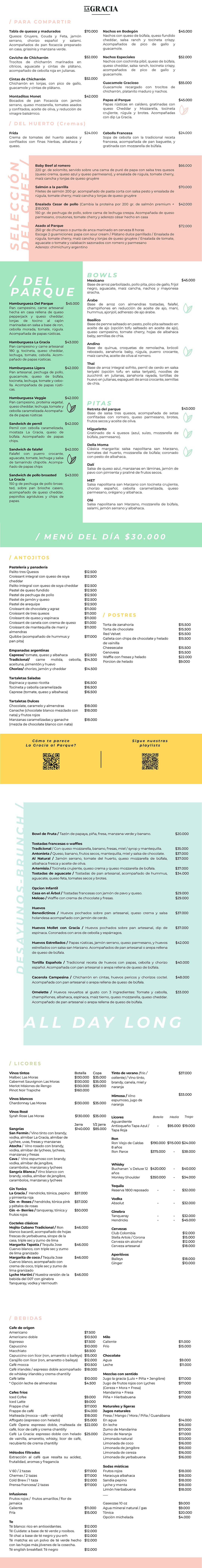 Carta Restaurante La Gracia