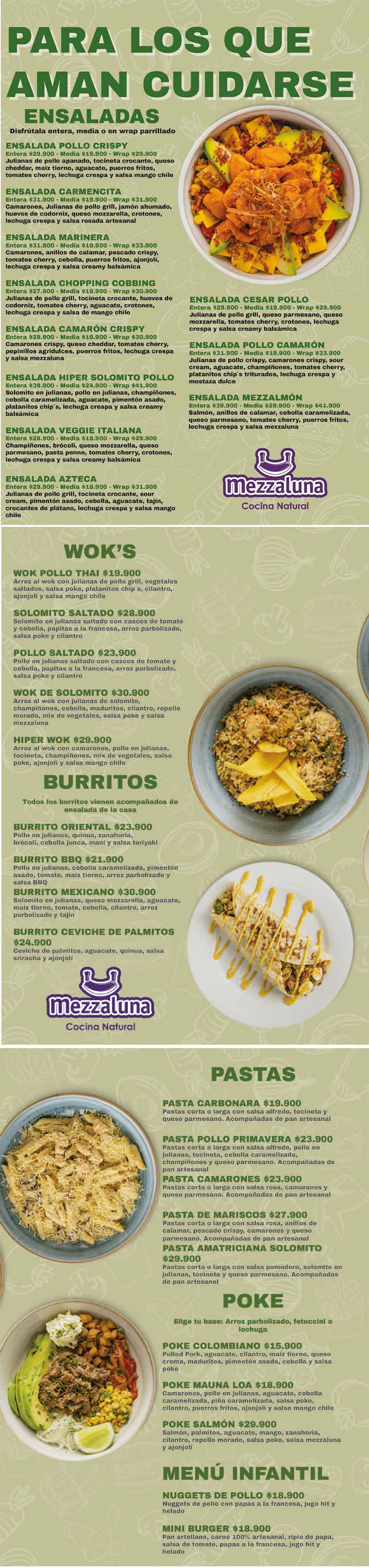 Carta Restaurante Mezzaluna