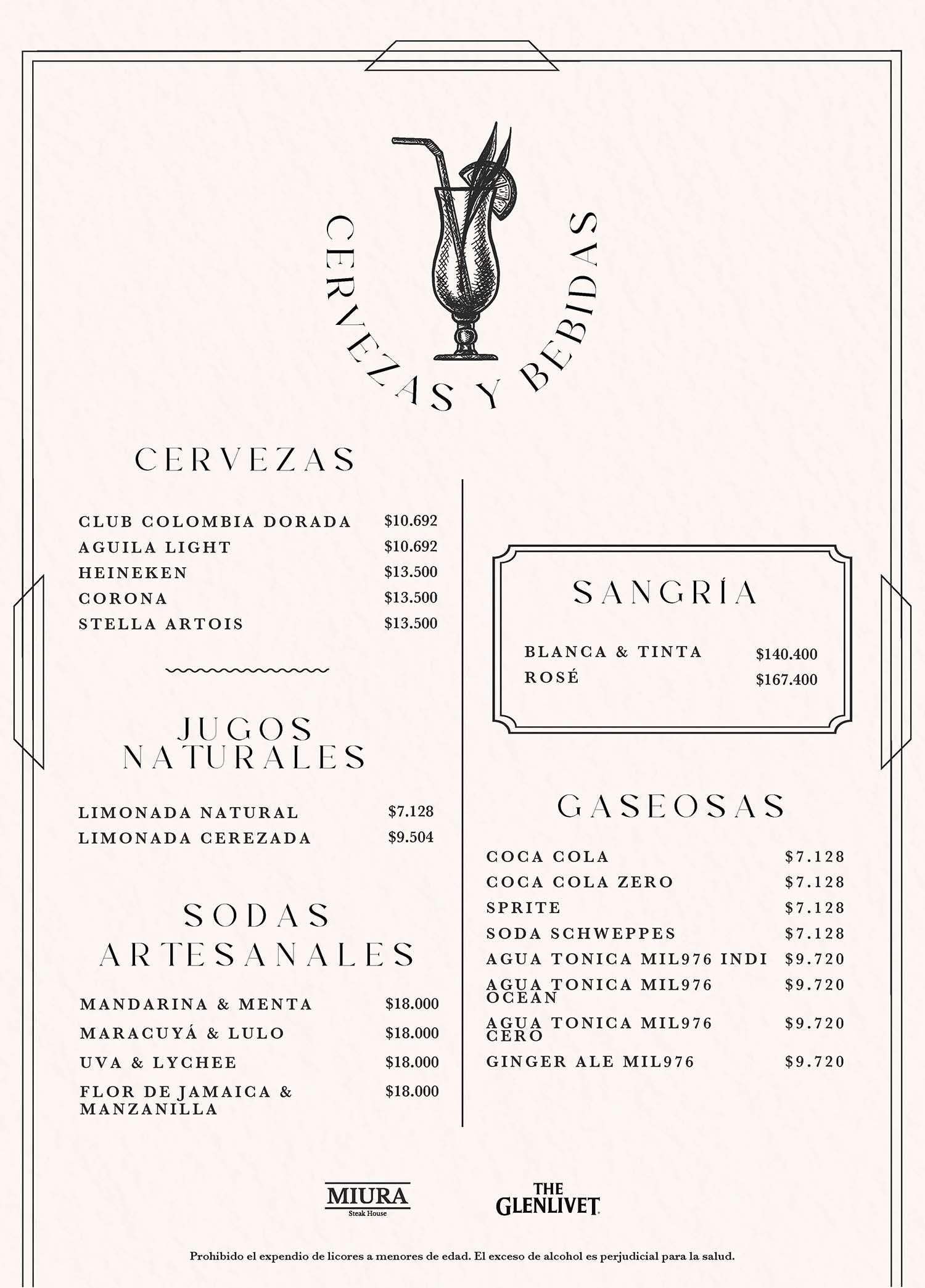 Carta Restaurante Miura Steak House