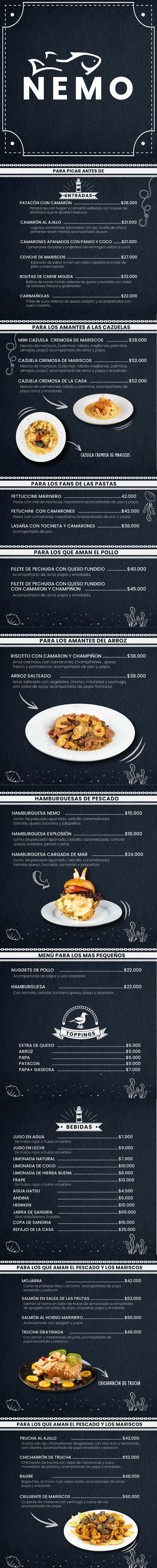 Carta Restaurante NEMO