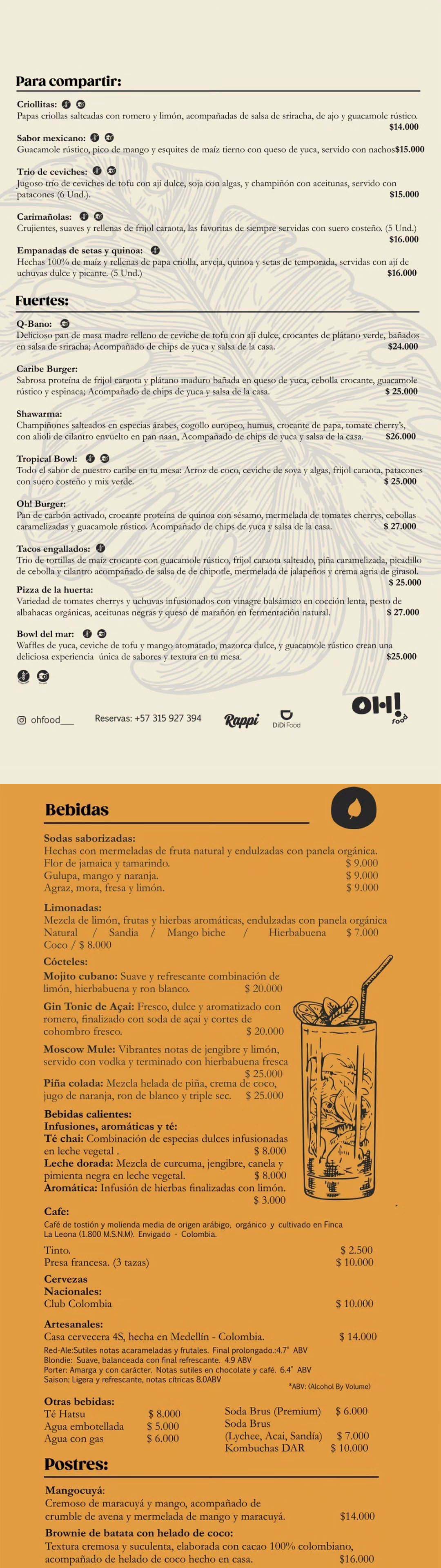 Carta Restaurante Oh! Food