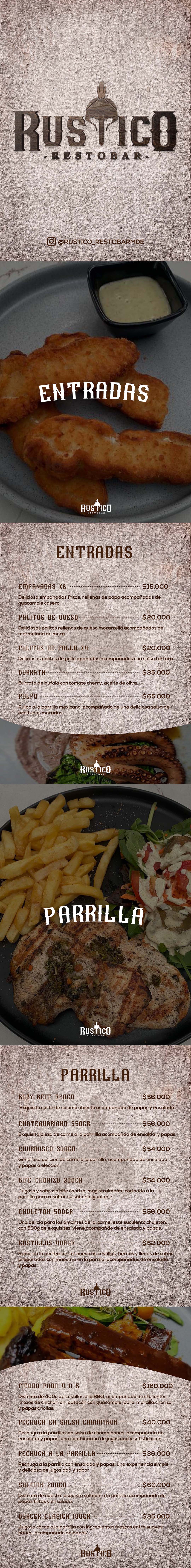 Carta Restaurante Rustico