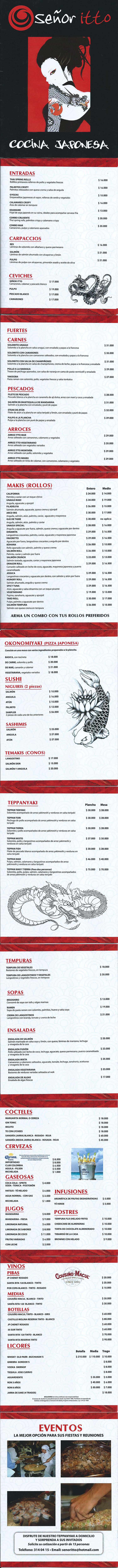 Carta Restaurante Señoritto