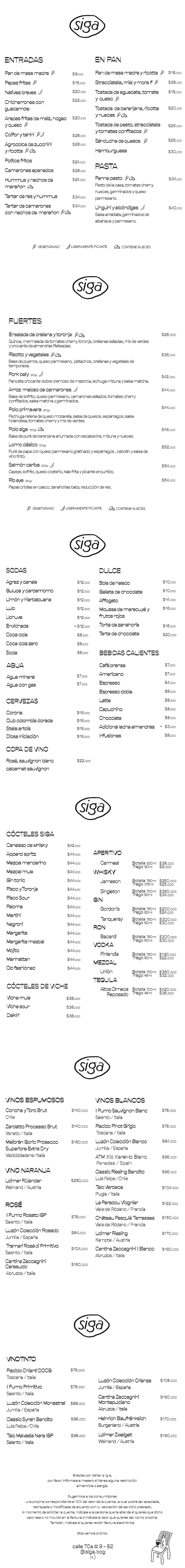 Carta Restaurante siga