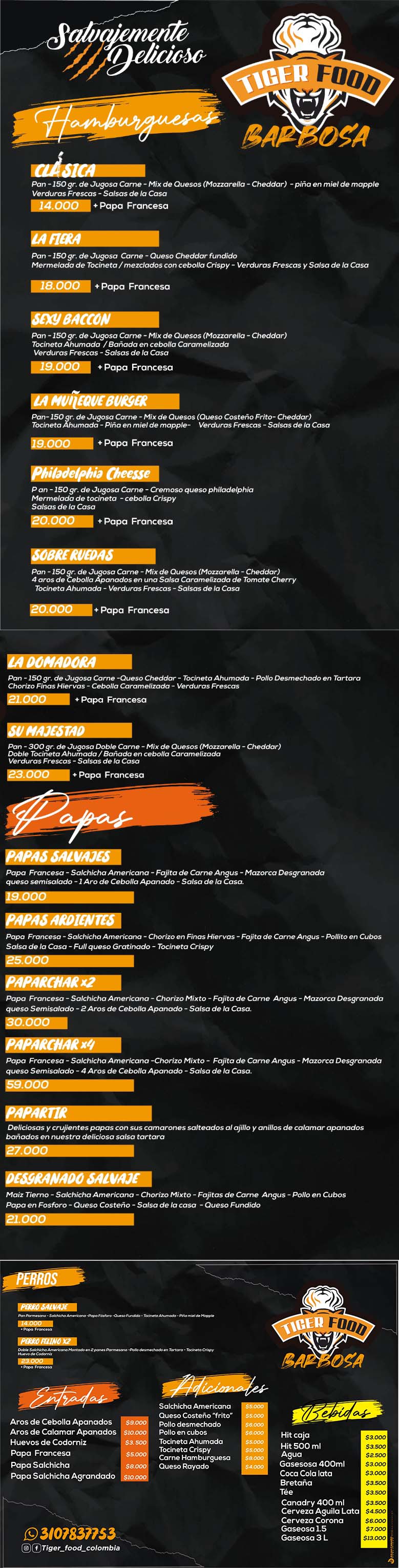 Carta Restaurante Tiger Food