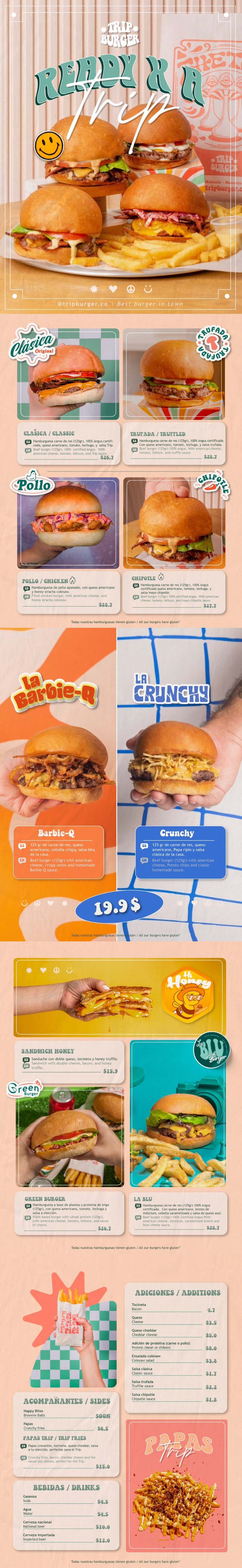 Carta Restaurante Trip Burger