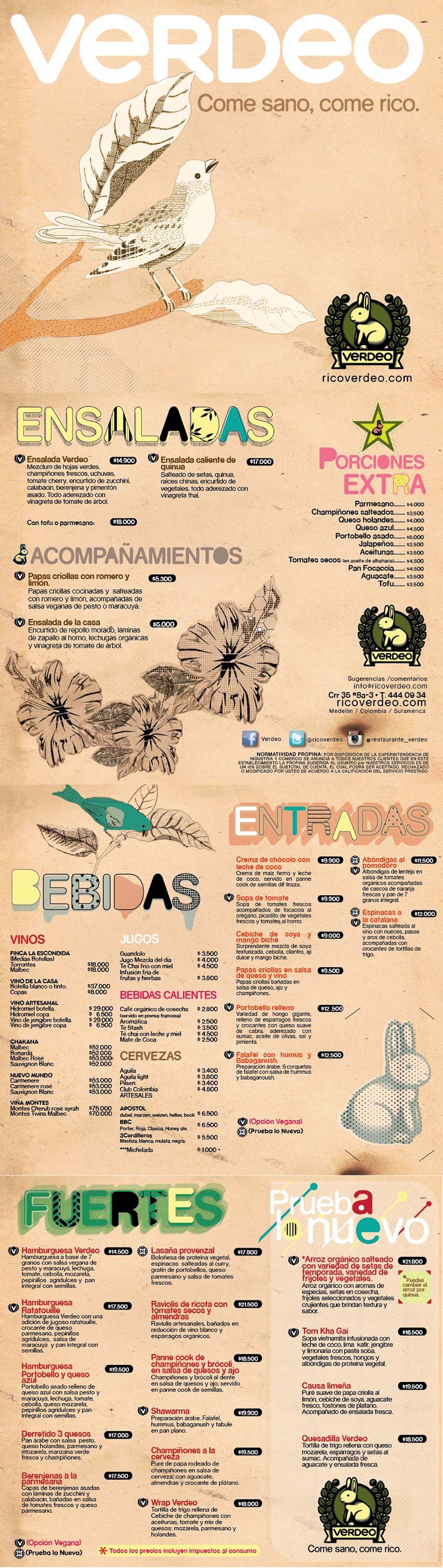 Carta Restaurante Verdeo