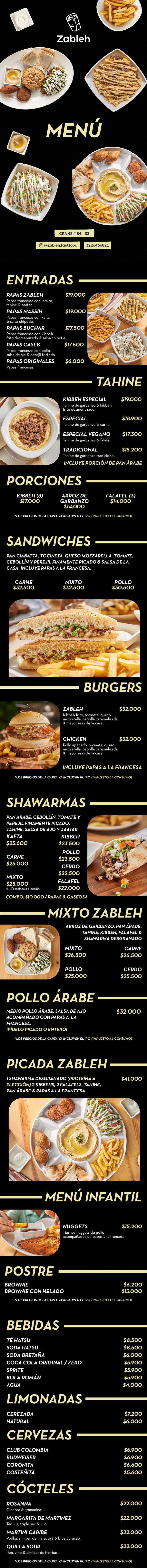 Carta Restaurante Zableh